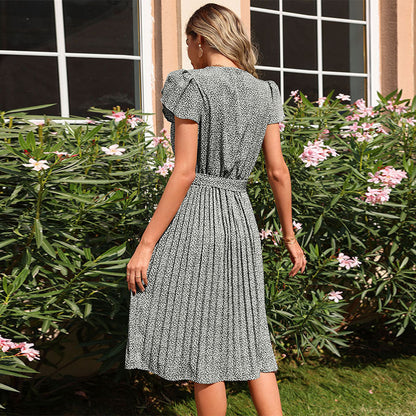 Damen Wickelkleid Voluminöse Rüschen Eleganter Bindegürtel Norvielle