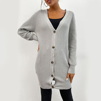 Damen Strickjacke Modernes Design Durchgehende Knopfleiste Norvielle