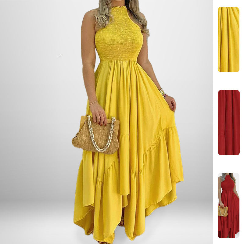 Damen Maxikleid Hochgeschlossener Kragen Fließender Rock Norvielle - Norvielle