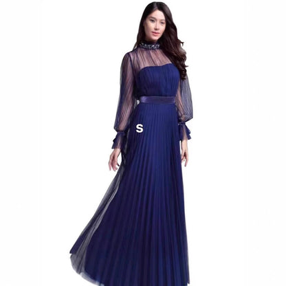 Damen Maxikleid Elegantes Chiffon Rüschen Schwarz - Norvielle