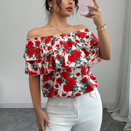 Damen Bluse Volant Floralmuster Norvielle