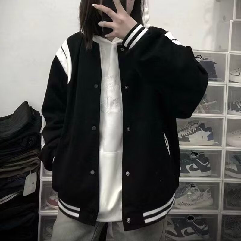 Molly Damen Varsity-Jacke Retro-Stil Streifen Ärmel