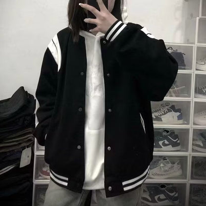 Molly Damen Varsity-Jacke Retro-Stil Streifen Ärmel