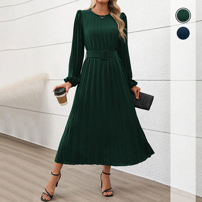 Damen Maxikleid mit Gürtel Tailliert Norvielle - Norvielle