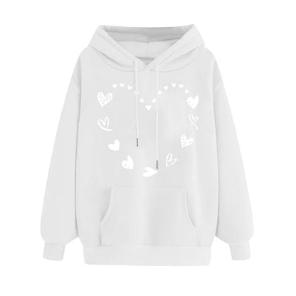 Damen Kapuzensweater Herzmotiv Kängurutasche Norvielle