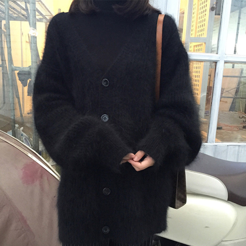 Damen Strickjacke Flauschig Weit Norvielle