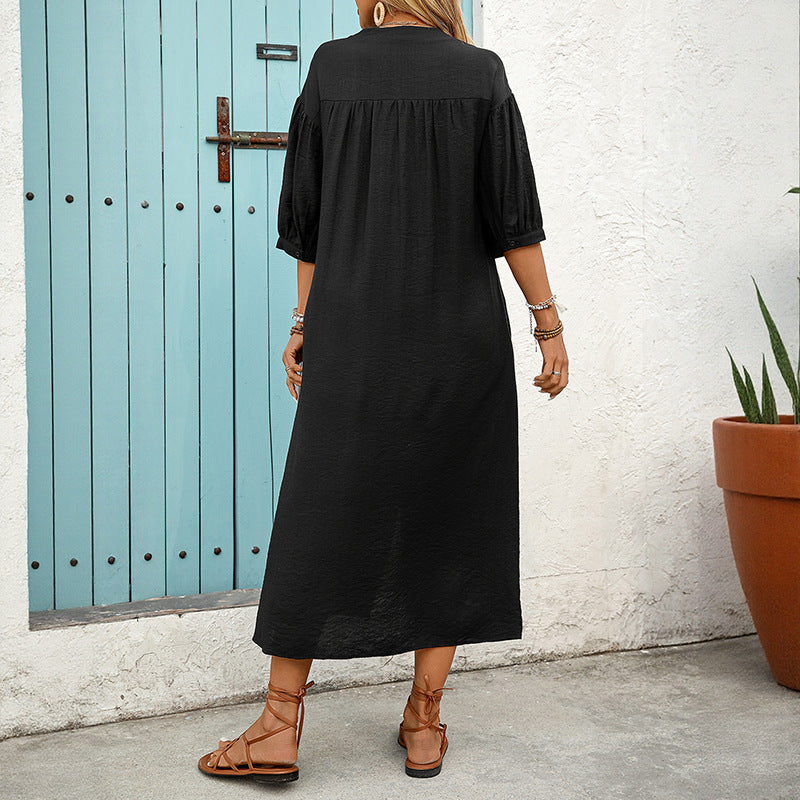 Damen Kleid Bestickt Knielang Norvielle