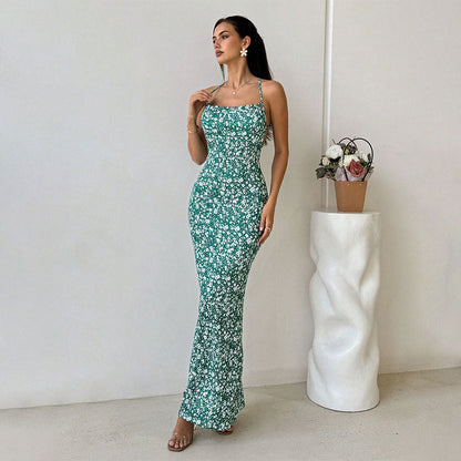 Damen Maxikleid Verstellbare Träger Floraler Druck Norvielle - Norvielle
