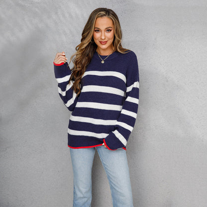 Damen Strickpullover Maritim Streifen Norvielle