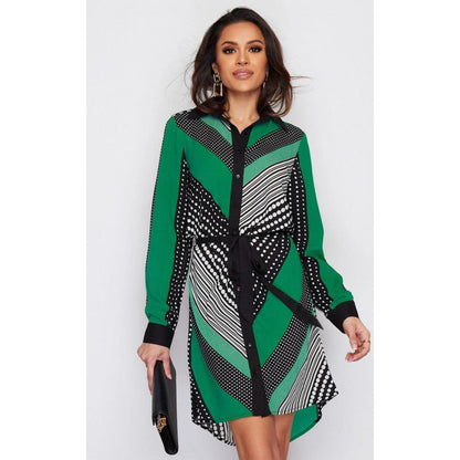 Damen Hemdblusenkleid Grafisches Design Norvielle