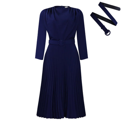 Damen Plisseekleid Mit Gürtel Elegante Falten Norvielle