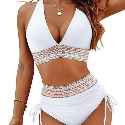 Damen Hochtaillierter Bikini Cut-Out Verstellbare Träger Norvielle