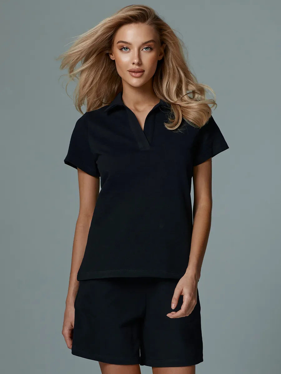 Damen Sport-Set Kurzarm Stehkragen Elastisch