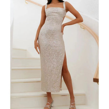 Damen Paillettenkleid Slim Fit Verführerisches Design