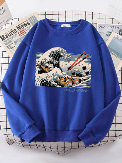 Damen Sweatshirt Wellen-Design Gemütlich Norvielle