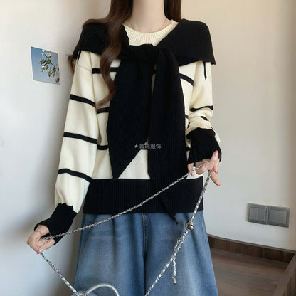 Damen Pullover Lässig Bindegürtel Norvielle
