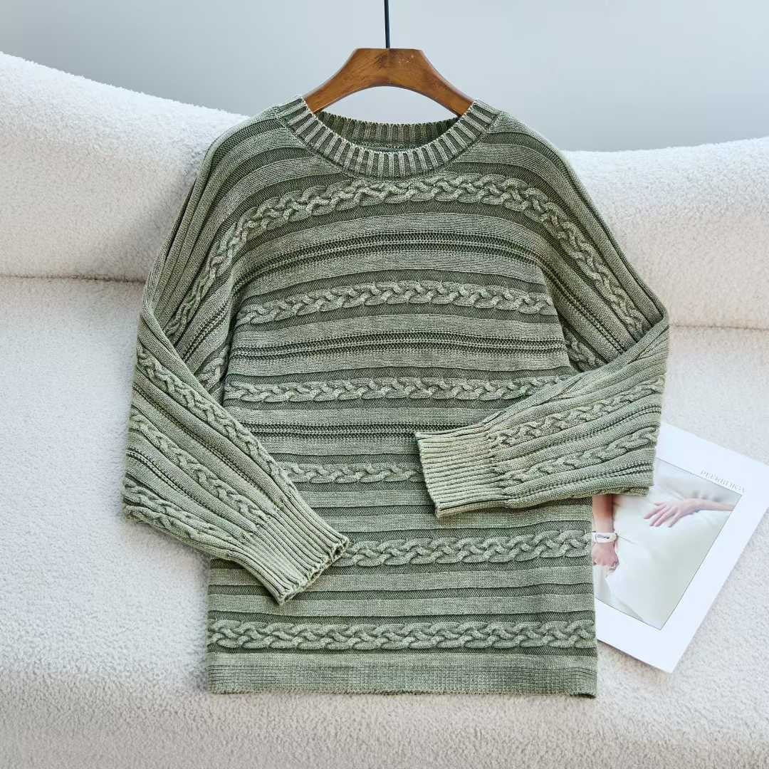 Damen Strickpullover Strukturiertes Zopf-Design Moderner Schnitt