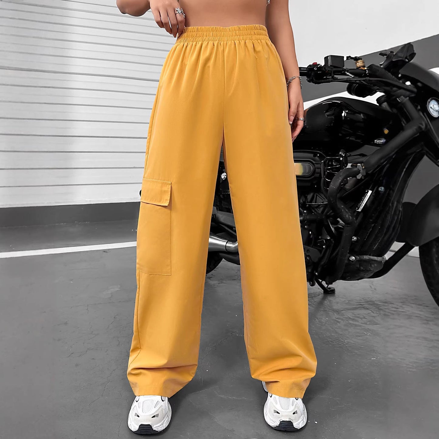 Damen Cargo-Hose Elastischer Bund Seitentaschen Norvielle - Norvielle
