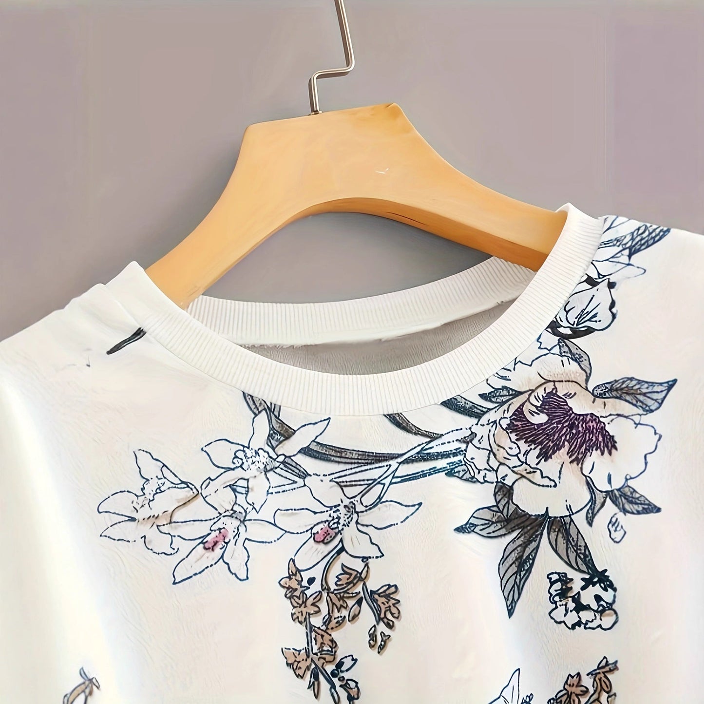 Damen Sweatshirt Floraler Druck Relaxed Fit Norvielle