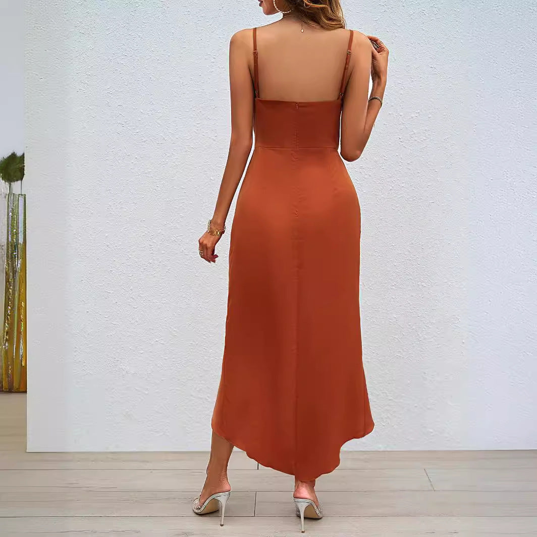 Damen Wickelkleid V-Ausschnitt Asymmetrischer Saum Norvielle