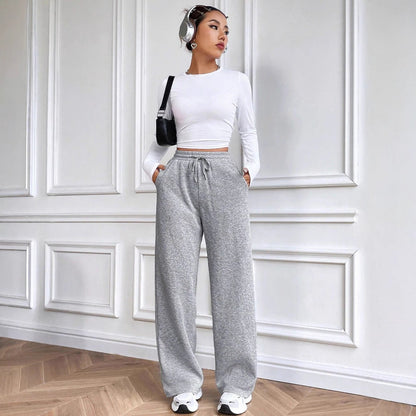Damen Freizeithose Weites Bein Elastischer Bund Norvielle