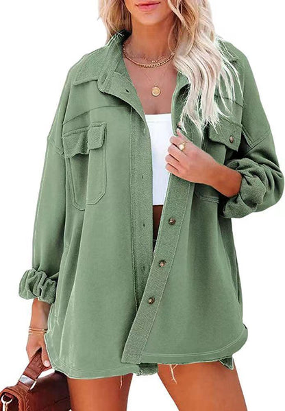 Damen Oversized-Hemdjacke mit Taschen und modernem Schnitt Norvielle