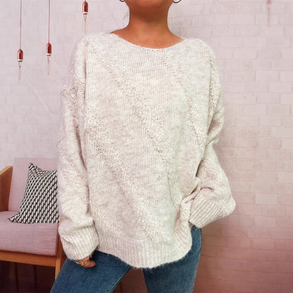 Damen Pullover Diagonales Strukturdesign Norvielle