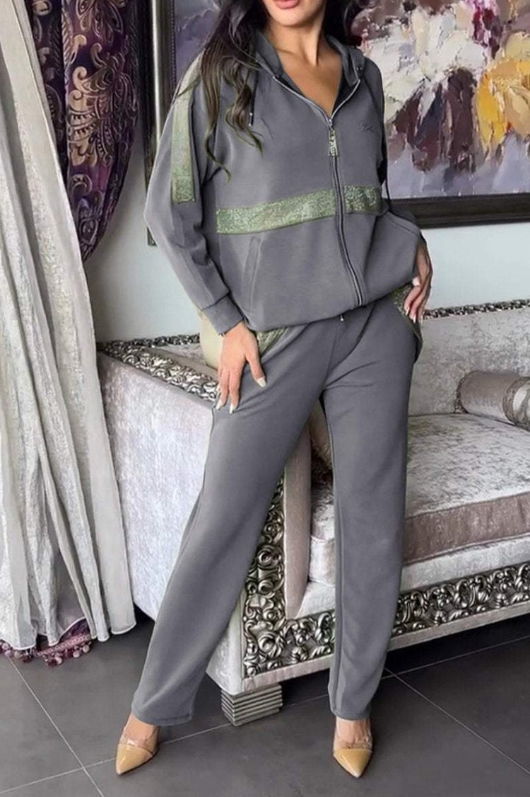 Damen Sportanzug-Set Lässig Mit Taschen