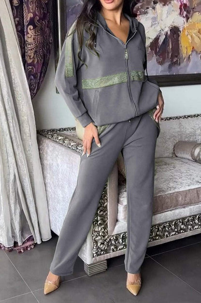 Damen Sportanzug-Set Lässig Mit Taschen