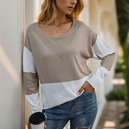Damen Strickpullover Norvielle Rundhals Blockdesign