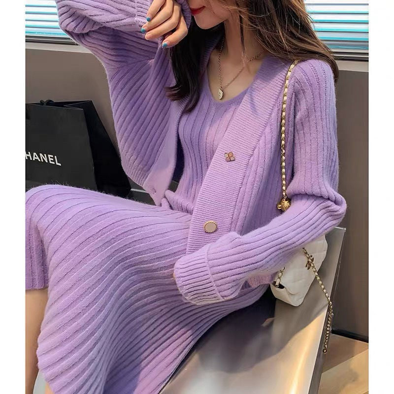 Damen Strickensemble V-Ausschnitt Norvielle