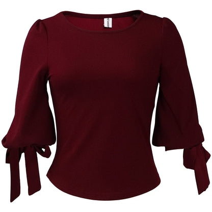 Damen Bluse mit Taillenband Puffärmel Norvielle