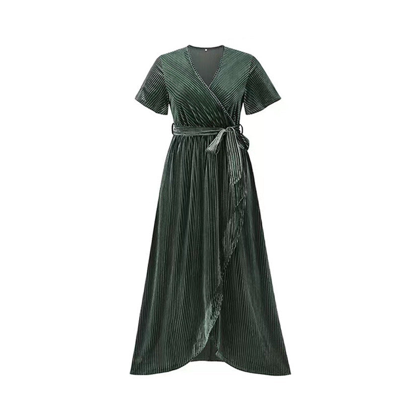 Damen Maxikleid Wickeldesign Taillengürtel Norvielle