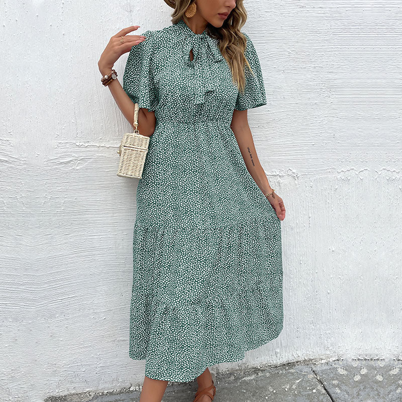 Damen Kleid Kurzärmelig Rüschen Design Norvielle