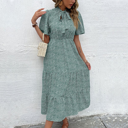 Damen Kleid Kurzärmelig Rüschen Design Norvielle