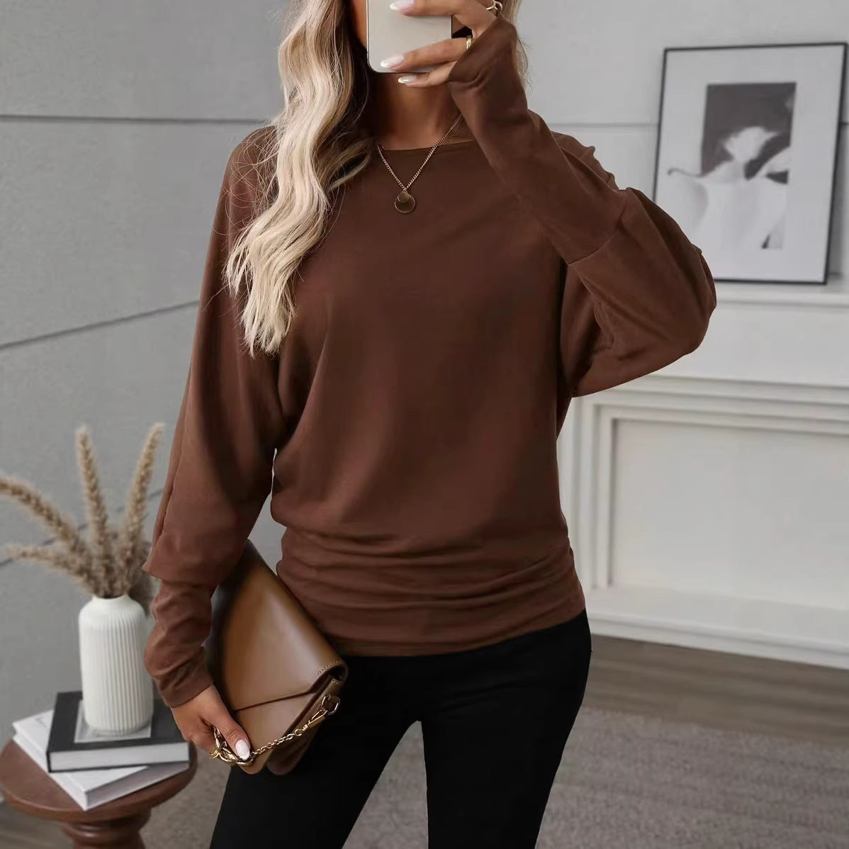 Damen Langarmshirt Weiter Schnitt Elegantes Design Norvielle - Norvielle