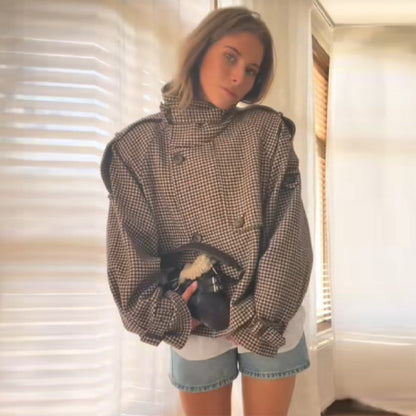 Damen Oversized Jacke Karomuster Norvielle