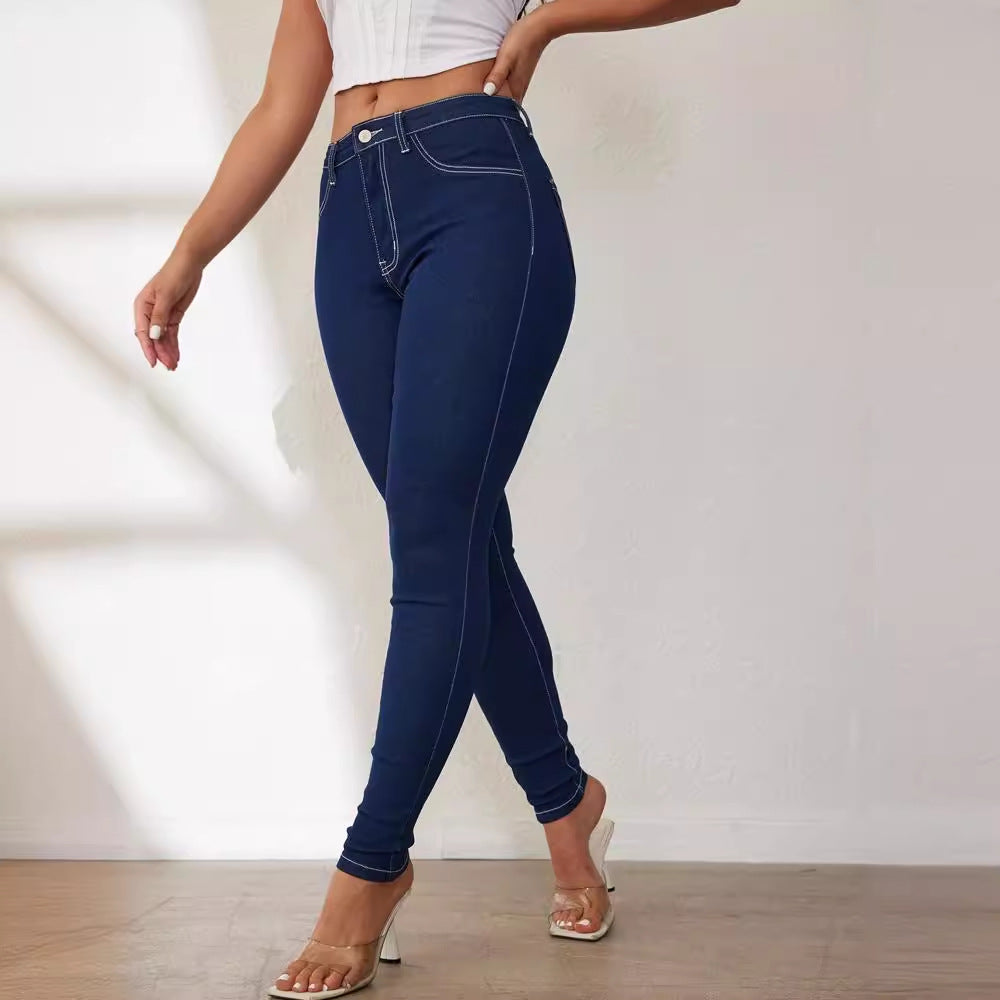 Damen Skinny Jeans Hohe Taille Figurbetonend muster nicht