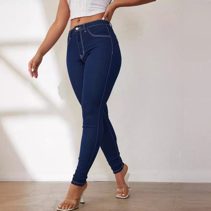 Damen Skinny Jeans Hohe Taille Figurbetonend muster nicht