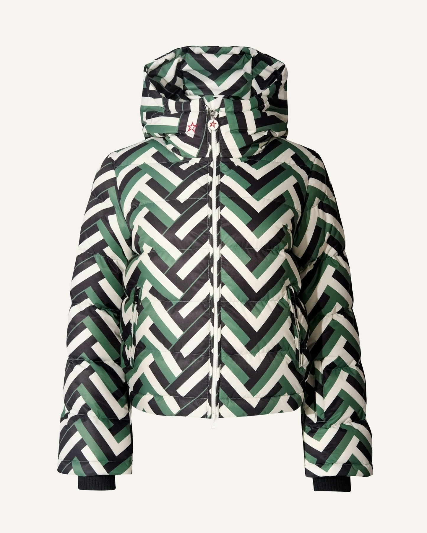 Damen Steppjacke mit Kapuze Geometrisches Muster