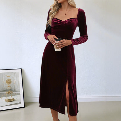 Damen Maxikleid V-Ausschnitt Langer Arm Norvielle