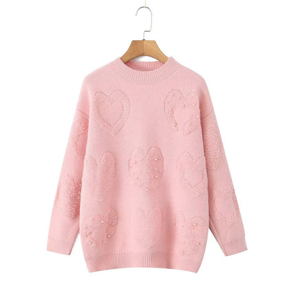 Damen Strickpullover Herzmotiv Weich Norvielle