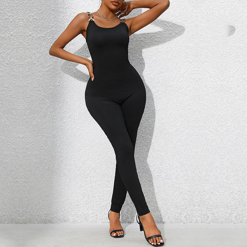 Damen Jumpsuit Figurbetont Kettendetails
