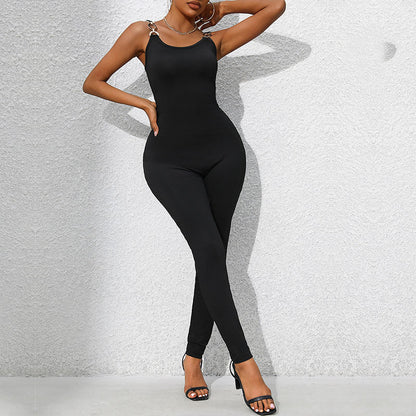 Damen Jumpsuit Figurbetont Kettendetails