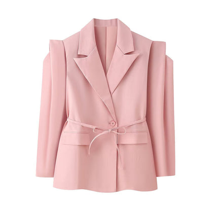 Damen Blazerjacke Tailliert Bindegürtel Norvielle