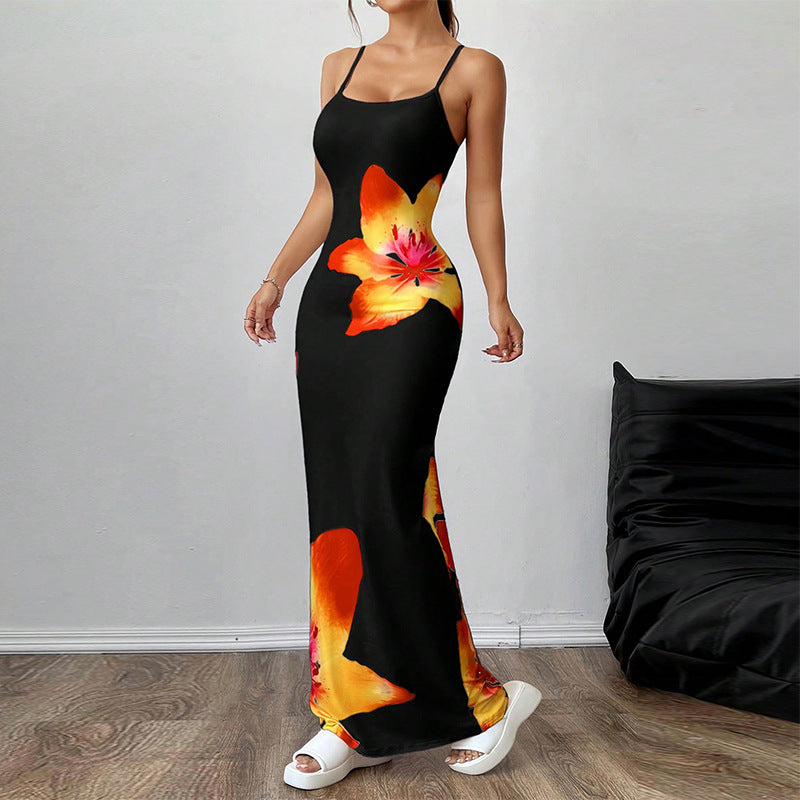 Damen Maxikleid Tailliert Floralmuster Norvielle - Norvielle