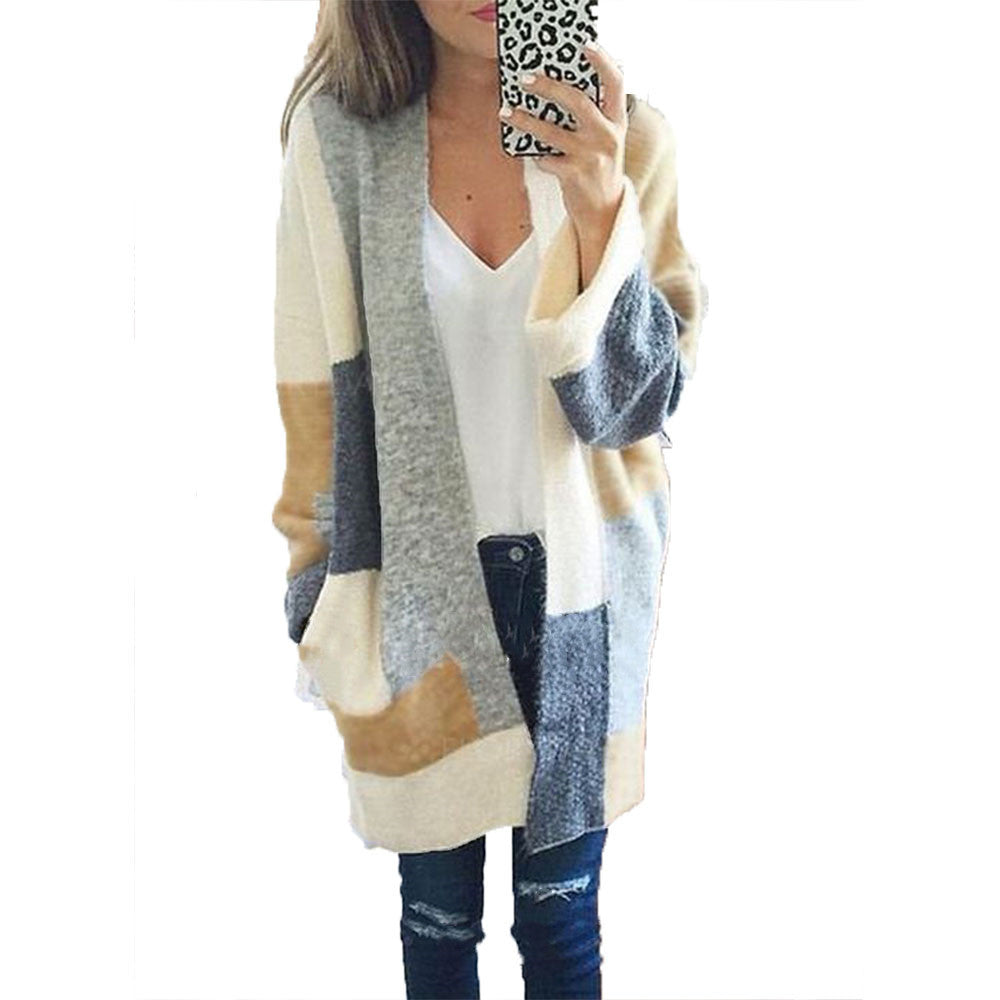 Damen Strickcardigan Weich Norvielle Farbblöcke - Norvielle