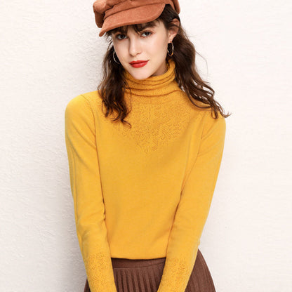 Damen Rollkragenpullover Feines Strukturmuster Norvielle