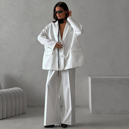 Damen Zweiteiler-Set Oversized Blazer Weite Hose Norvielle