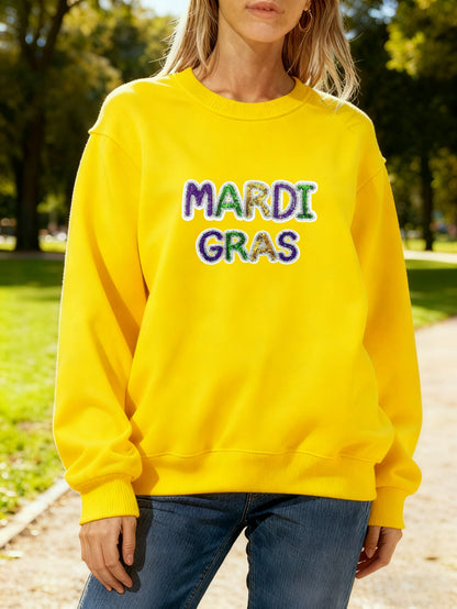 Damen Sweatshirt Mardi Gras Schriftzug Leicht Norvielle